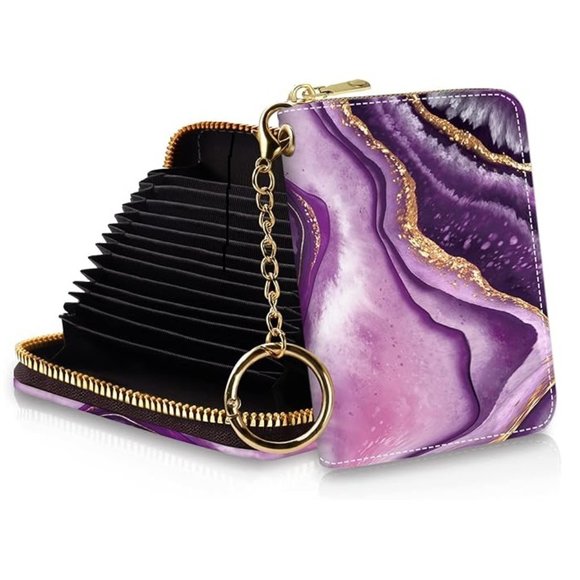 Purple Marble Credit Card Holder RFID Wallet - Picture 1 of 4